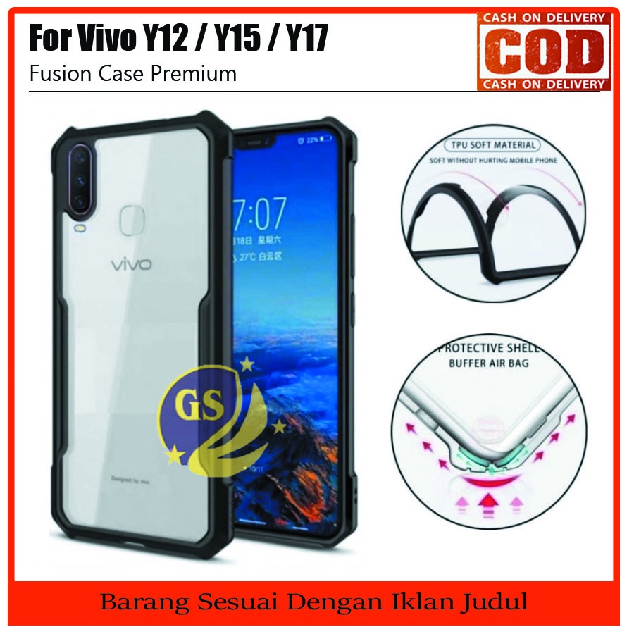 Case Bumper XUNDD Vivo Y17 Y15 Y12 Y11 Y12i Y91 Y93 Y95 Y02 2022 Camera Protection Case Armor Fusion Shockproof Premium Transparan Casing Mika