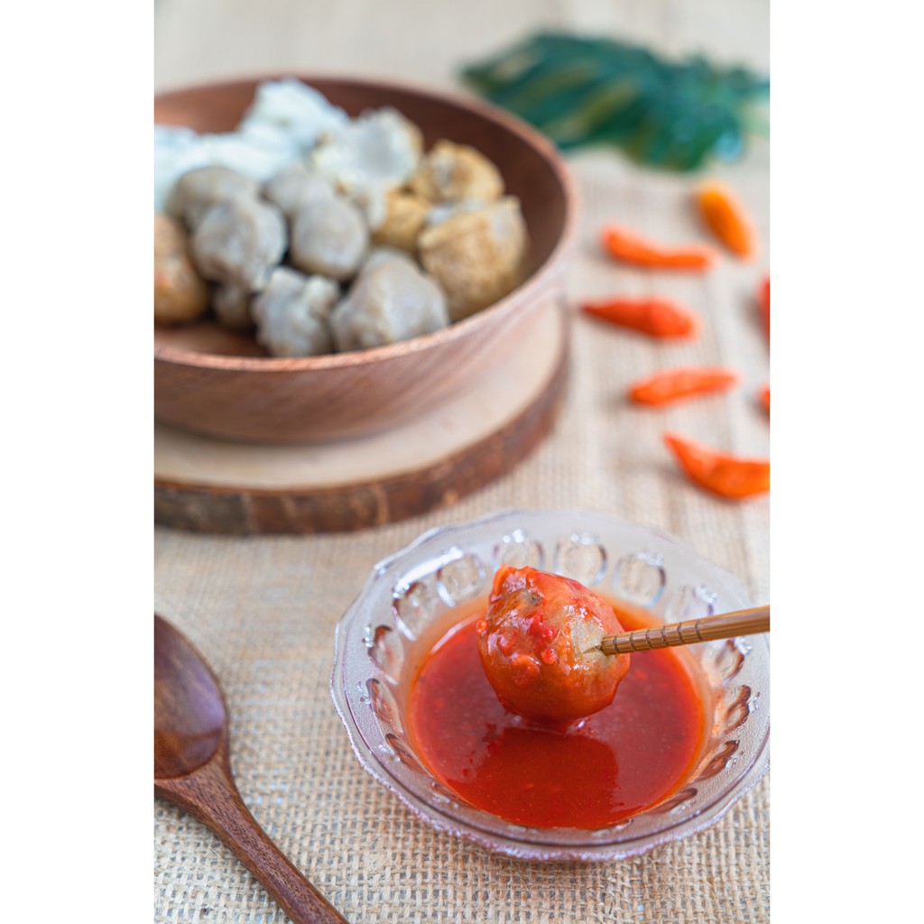 100 BIJI RESELLER DROPSHIPPER MAKANAN JAJANAN SNACK PENTOL BAKSO BEKU FROZEN DAGING SAPI DENGAN SAOS
