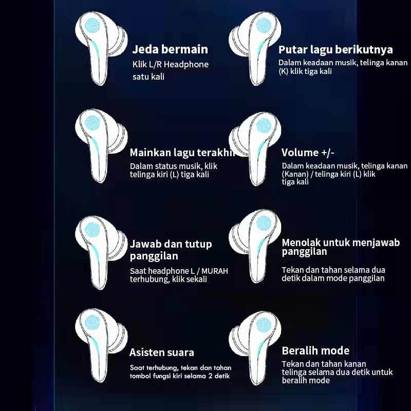 【COD】 Jovitech TWS Headset Bluetooth Touch Control Earphone Gaming 65ms HD Mic T21