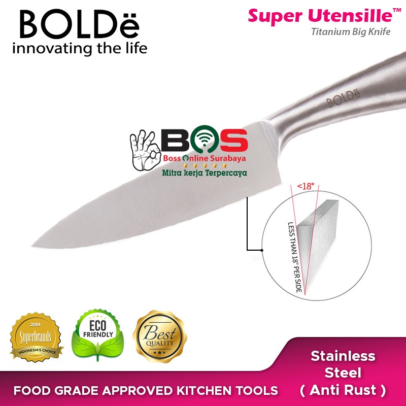 Pisau BOLDe Cooking Knife Titanium Pisau Dapur Stainless Besar Kuat Titanium