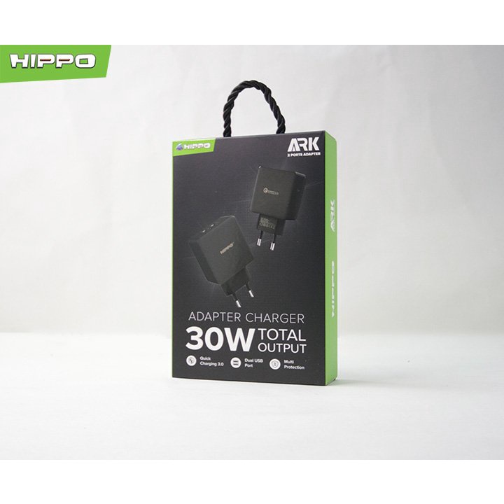 Hippo Adaptor ARK 2 30W Quick Fast Charging 3.0 Travel Adapter Kepala Casan Colokan Charger Rumah type C QC Dual Port Output