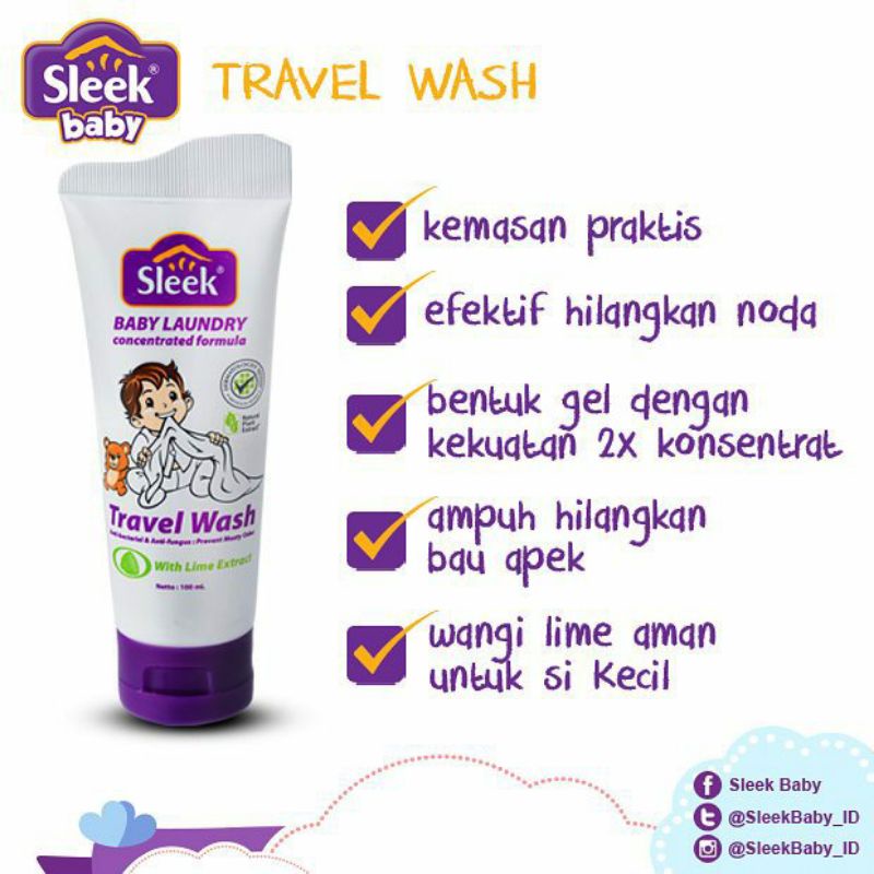 SLEEK Travel Wash Baby Laundry | Detergent Bayi Padat Kemasan Travel