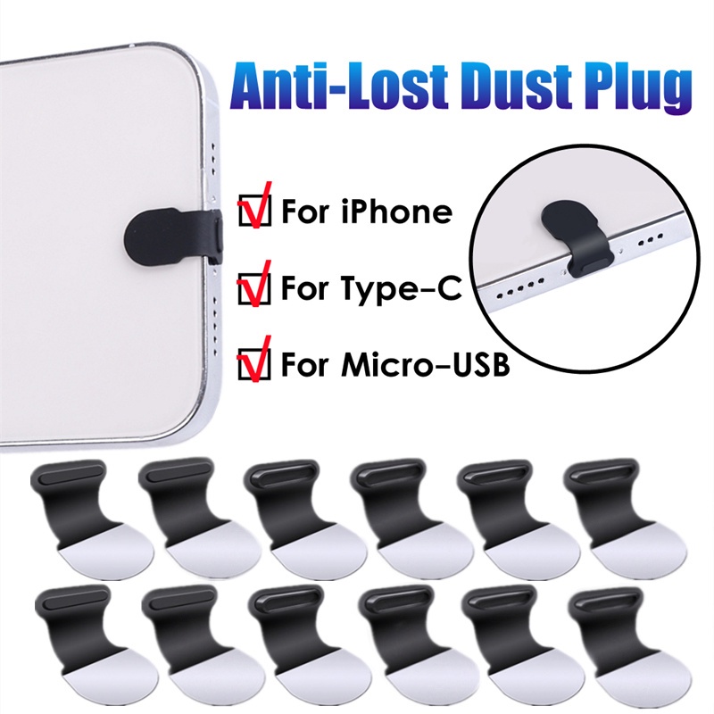 Plug Penutup Port Charging Micro USB / Tipe-C Anti Hilang / Debu Bahan Silikon Untuk iPhone