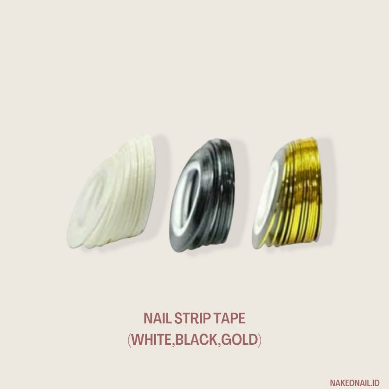 nail strip hiasan kuku nail decoration Striping tape white gold black sticker garis lurus nail art nailart