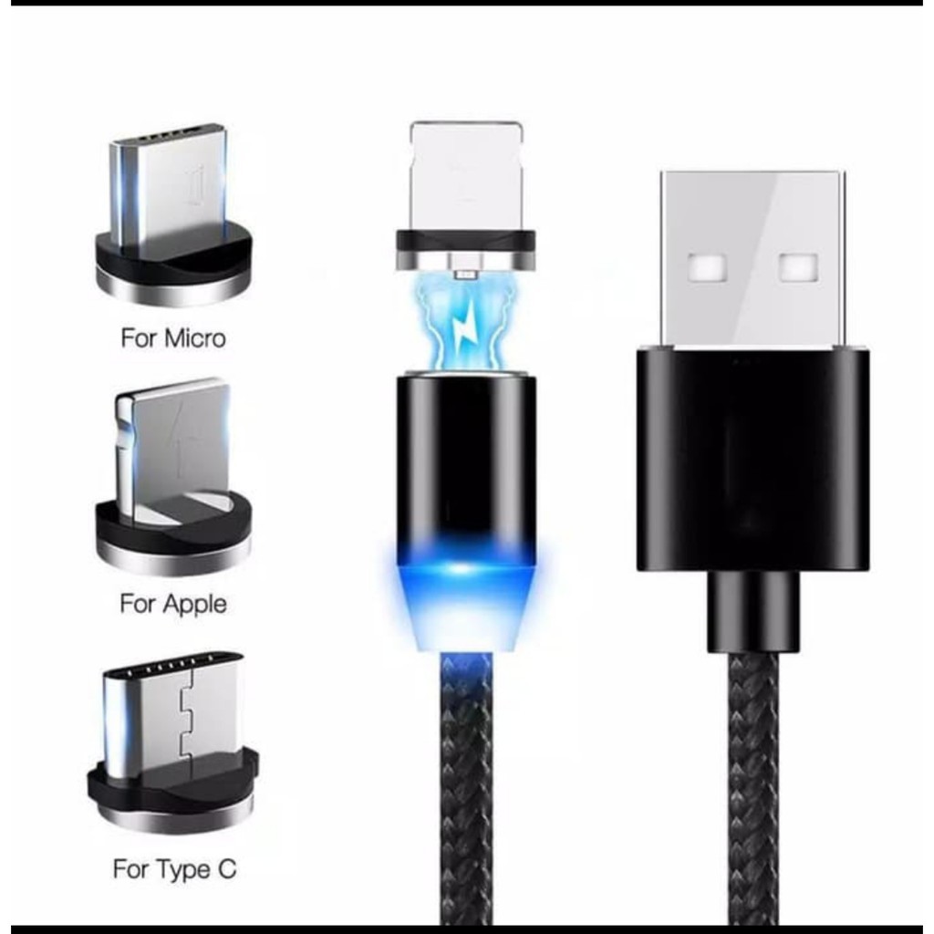 Kabel Data K2 PREMIUM QUALITY 1M Fast Magnetic / magnet 3in1 / 3 IN 1 LED