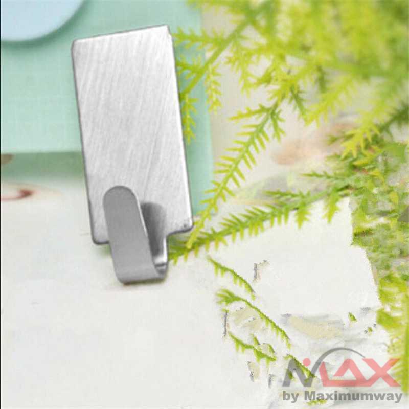 Gantungan Dinding Stainless Steel (dapat 6pcs) Super kuat dari besi Stainless Steel untuk peralatan dapur atau kamar mandi hanger cantelan dinding tembok cantelan pakaian belakang pintu  Gantungan Serba Guna Adhesive 6 PCS - DWC13F Warna Silver Wall Hook