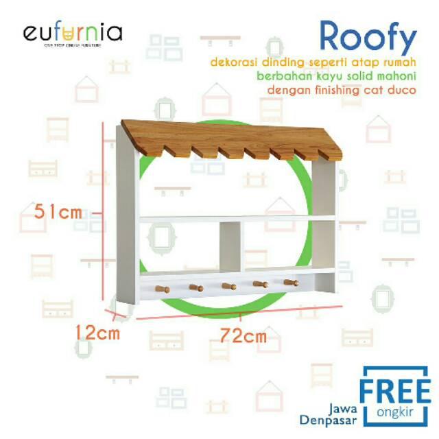 Hiasan Dinding  Rak  Gantung Wall Decor Roofy 100 FREE 