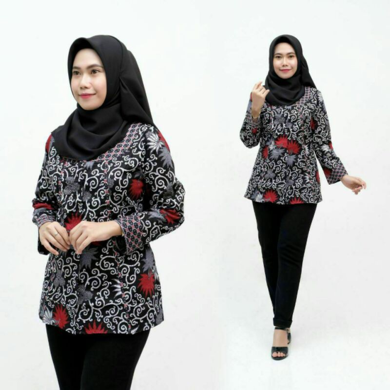 tey-17 Batik wanita ASJ SA HRB026 Kenongo Kemeja Tosca Pendek-11