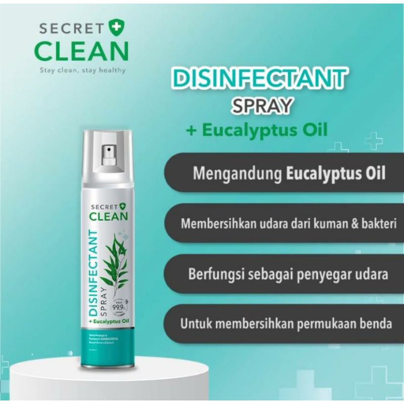 [ GROSIR ] Secret Clean Disinfectant Spray 200 ml - Lavender / Green Tea / Eucalyptus