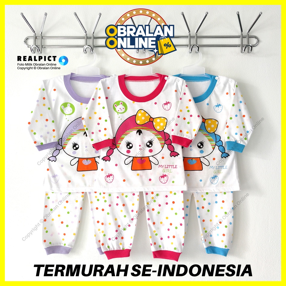 [SPY-RF87] OBRALAN ONLINE, Setelan Baju Bayi 3-18 Bulan, RED FOREST Gadis Kepang, Kaos Piyama Anak P