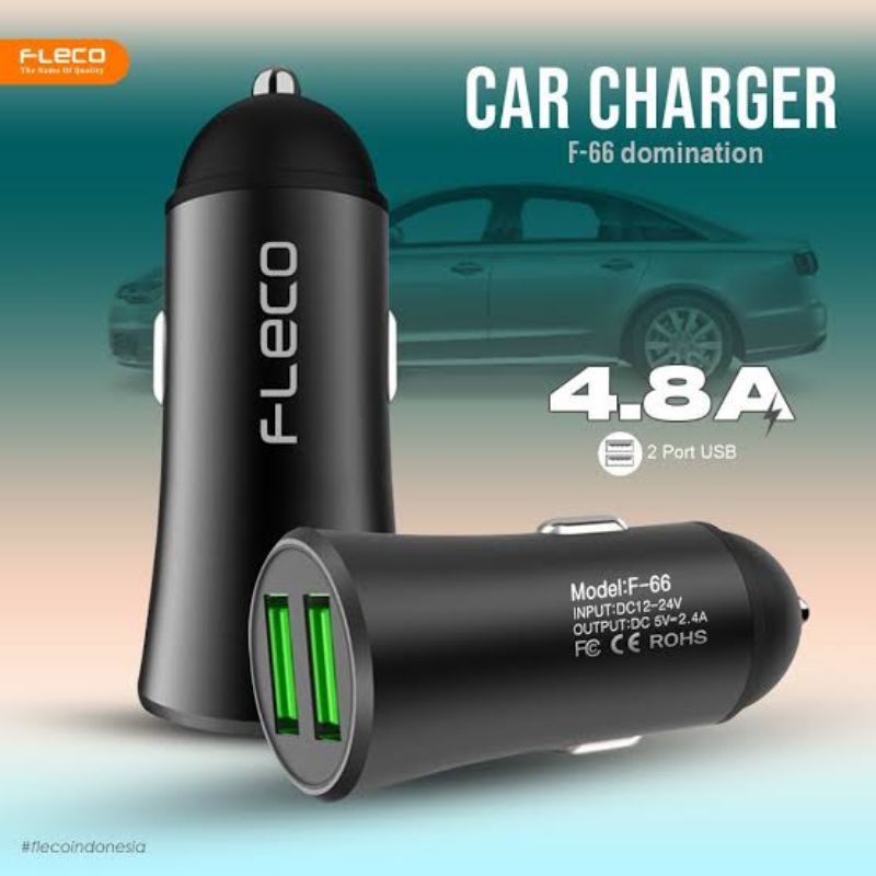 ADAPTOR CAR CHARGER 3.4A DUAL USB QUICK CHARGE 3.0 CHARGER MOBIL AUTO DETECT (FLECO-F068)