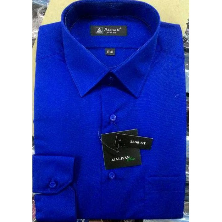 MURAH KEMEJA PRIA ALISAN PANJANG SLIMFIT ABU TUA ABU 6& BIRU ELEKTRIK B6 - ABU -ABU TUA, S