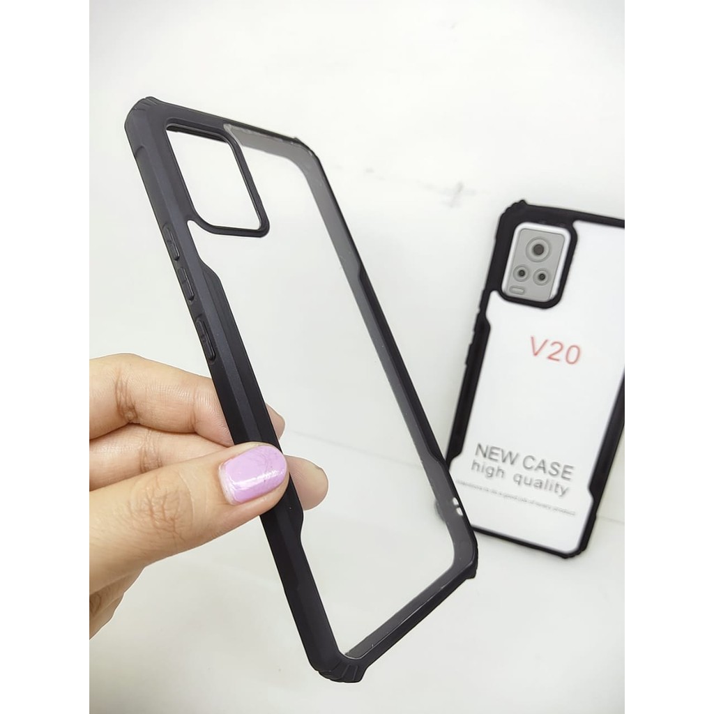 Anti Shocking Vivo V20 6.44 Inch Hardcase Mika List Hitam Acrylic Case