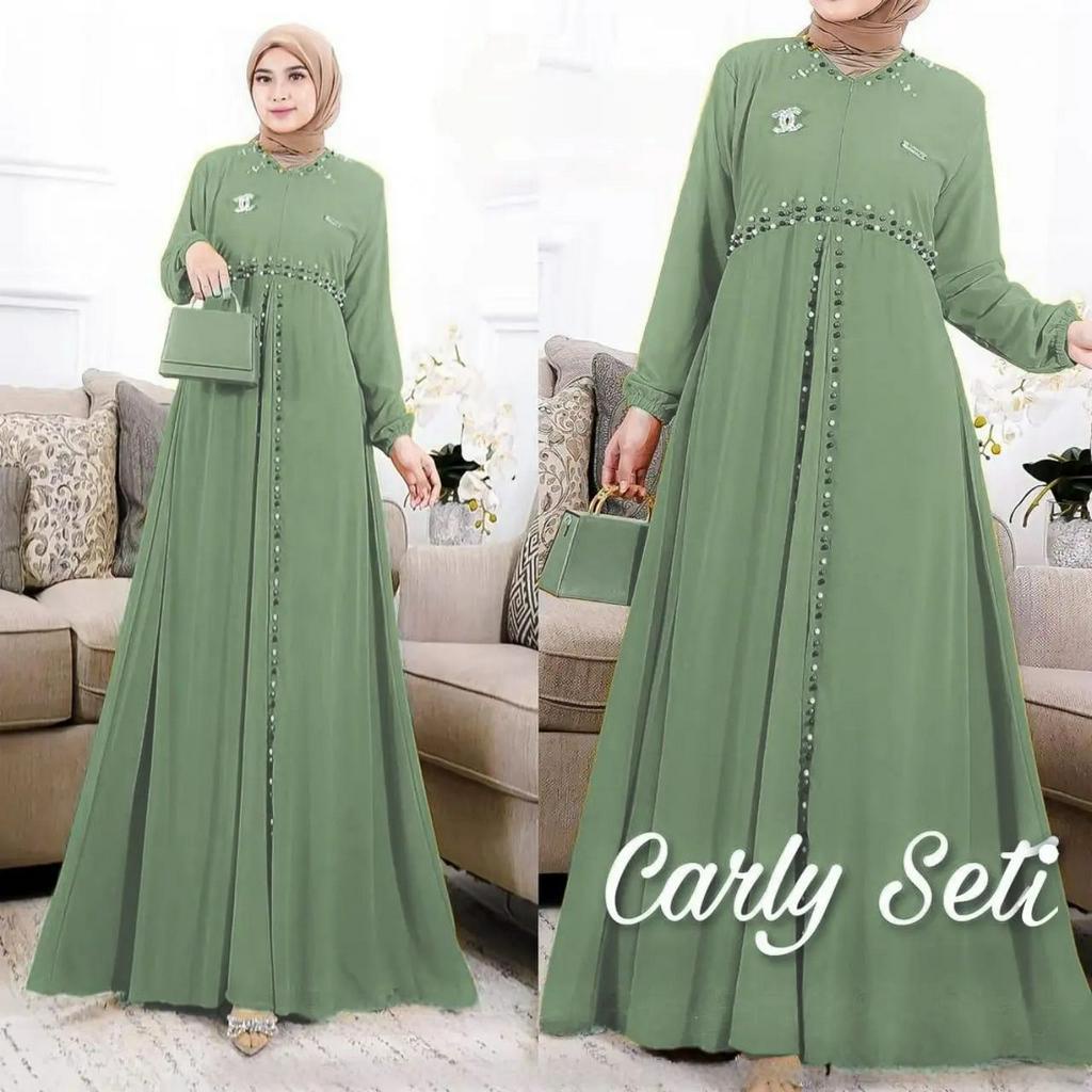 TERBARU..CARLY SETI MAXY Dress Ceruty Babydoll M L XL / Gamis Terbaru 2023 Lebaran Wanita / Gamis Re