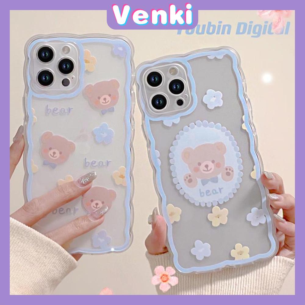 iPhone Case Silicone Soft Case Clear Case Wave Non-Slip Shockproof Camera Full Coverage Protection Flower Bear Cute For iPhone 13 Pro Max iPhone 12 Pro Max iPhone 11 iPhone 7 Plus