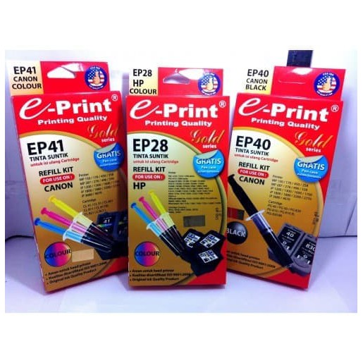  SET Tinta E Print Refill Kit Gold Printer Canon 