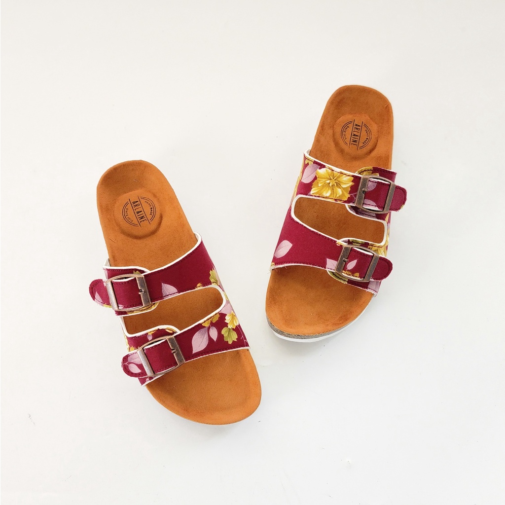 ARLAINE ORCHID Sandal Casual Wanita / Sandal Puyuh / Sandal Birken Motif Bunga BM.02