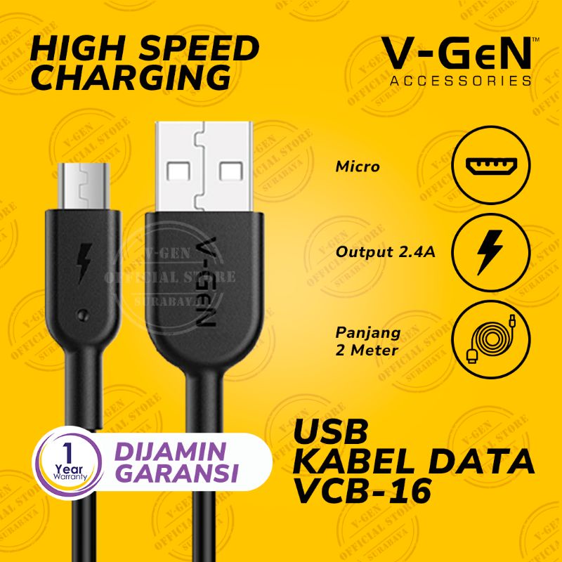 Kabel Data V-GeN VCB-16 Micro USB 2.4A