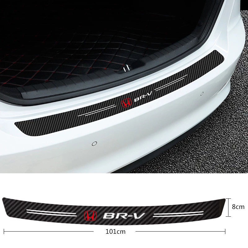 Stiker Pelindung Pintu Bagasi Mobil Honda BR-V BRV Bahan carbon fiber Tahan Air anti Gores