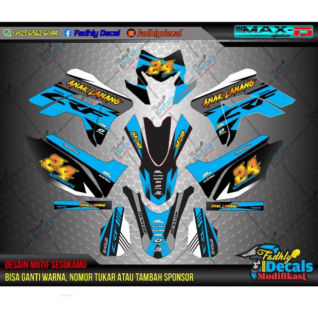 Decal crf biru hitam putih keren