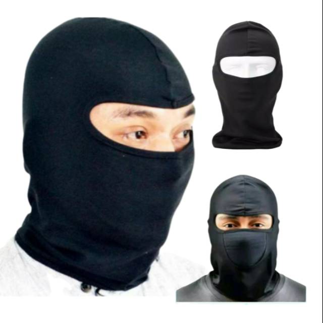 Masker Motor Anti Corona Sarung Kepala Helm HITAM ALL SIZE/