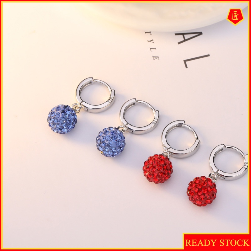 [Ready Stock]Women's Sweet Fashion Short Full Diamond Earrings