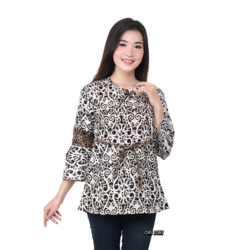 tey-17 Batik wanita ASJ SA HRB026 Kenongo Kemeja Tosca Pendek-BLOUSE RANDOM