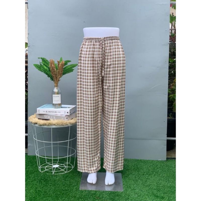 CELANA KULOT PANJANG MOTIF KOTAK KHAS BALI/CELANA PANJANG MURAH-Kotak milo