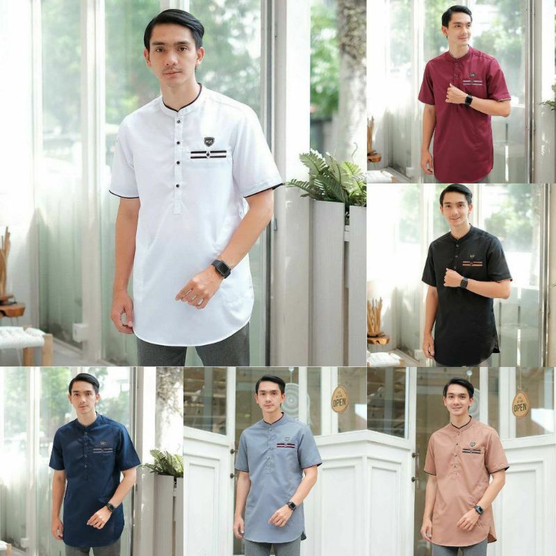 Baju Muslim Pria Koko Kurta Bahan Toyobo Impor Premium Motif Strip Saku