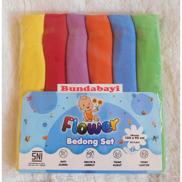 Bedong Bayi Polos Rainbow Isi 6 Pcs