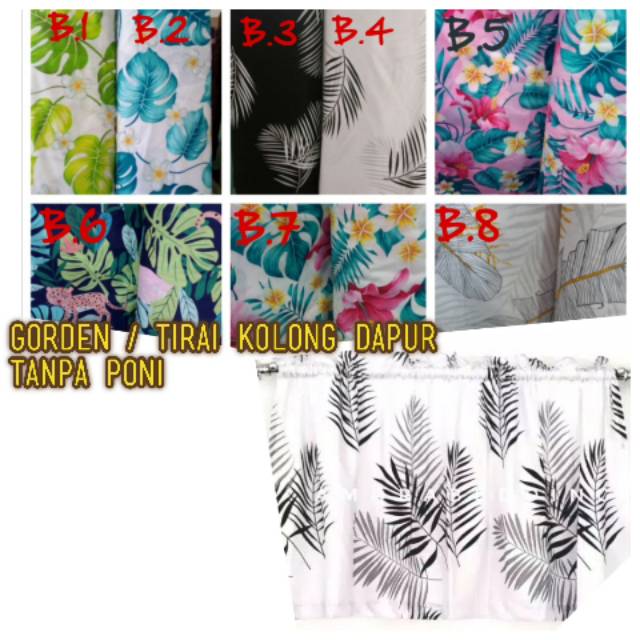 Gorden Kolong Dapur Tanpa Poni | Tirai dapur & meja bisa pilih motif bahan katun lokal / kain sprei