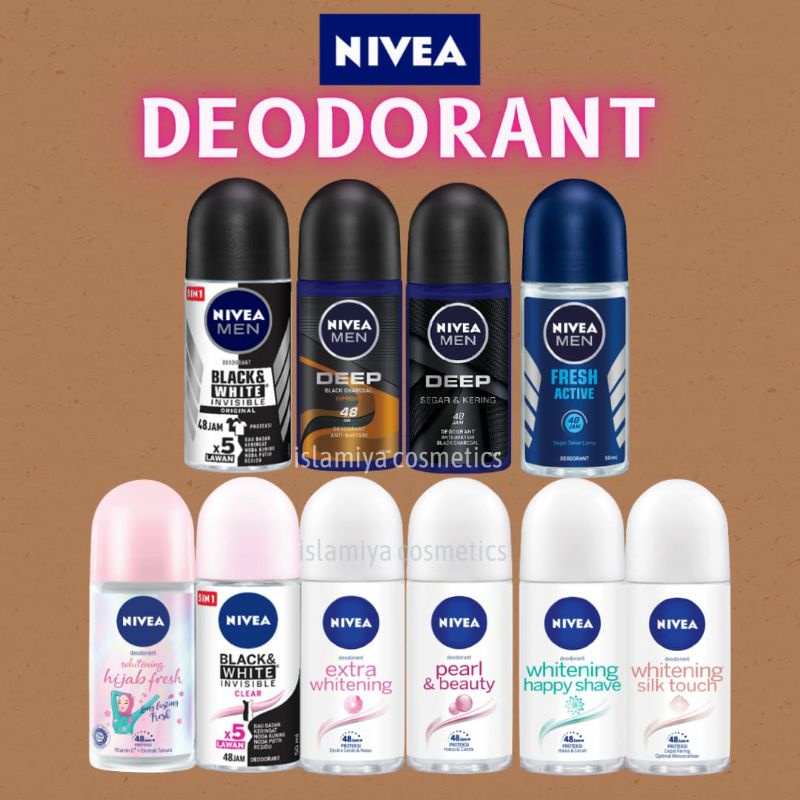 NIVEA Deodorant Roll On | 25 | 50 | Men | Women | Whitening Pearl Hijab Fresh Extra Whitening