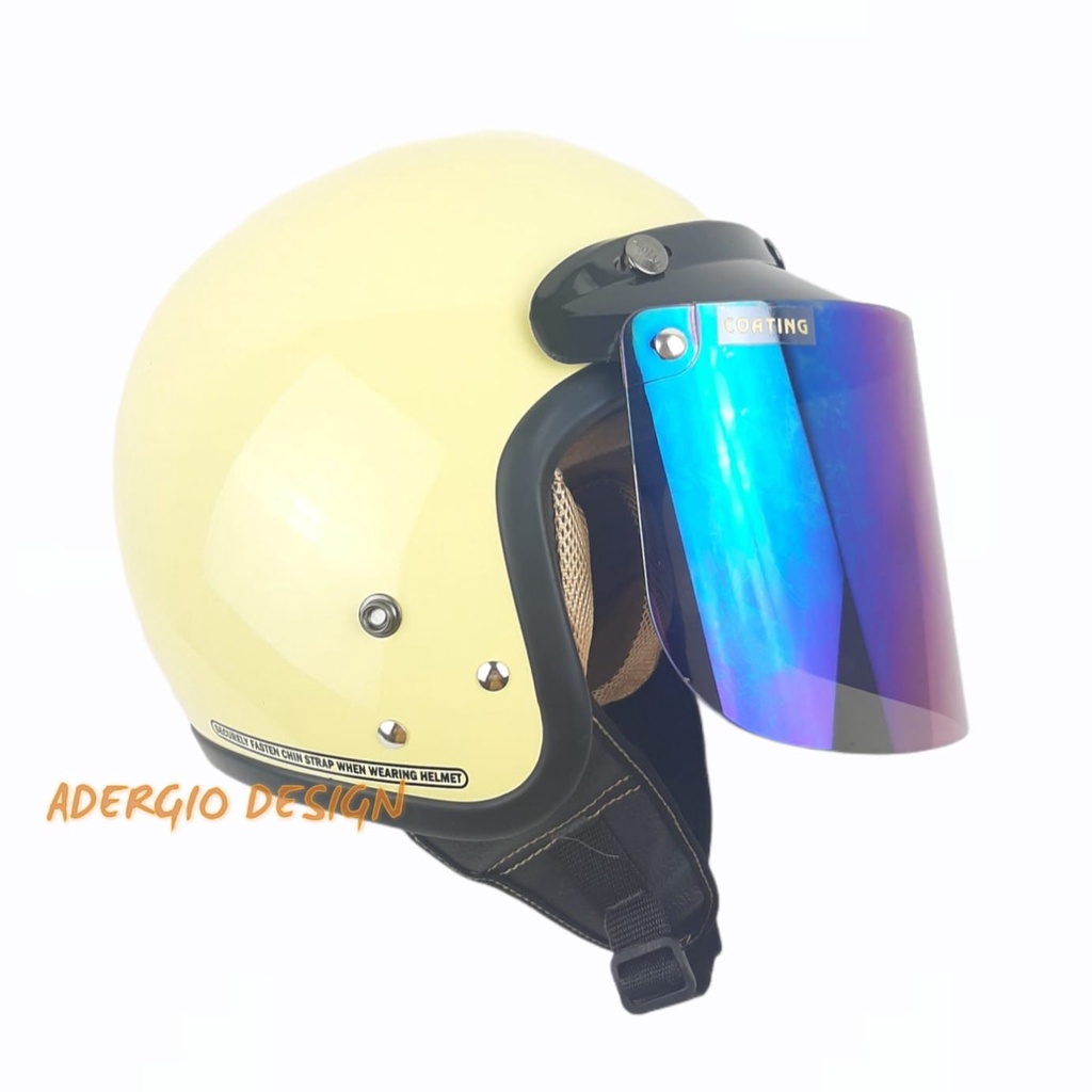 Helm Bogo Retro JMC Cream Glossy SNI Bogo Original