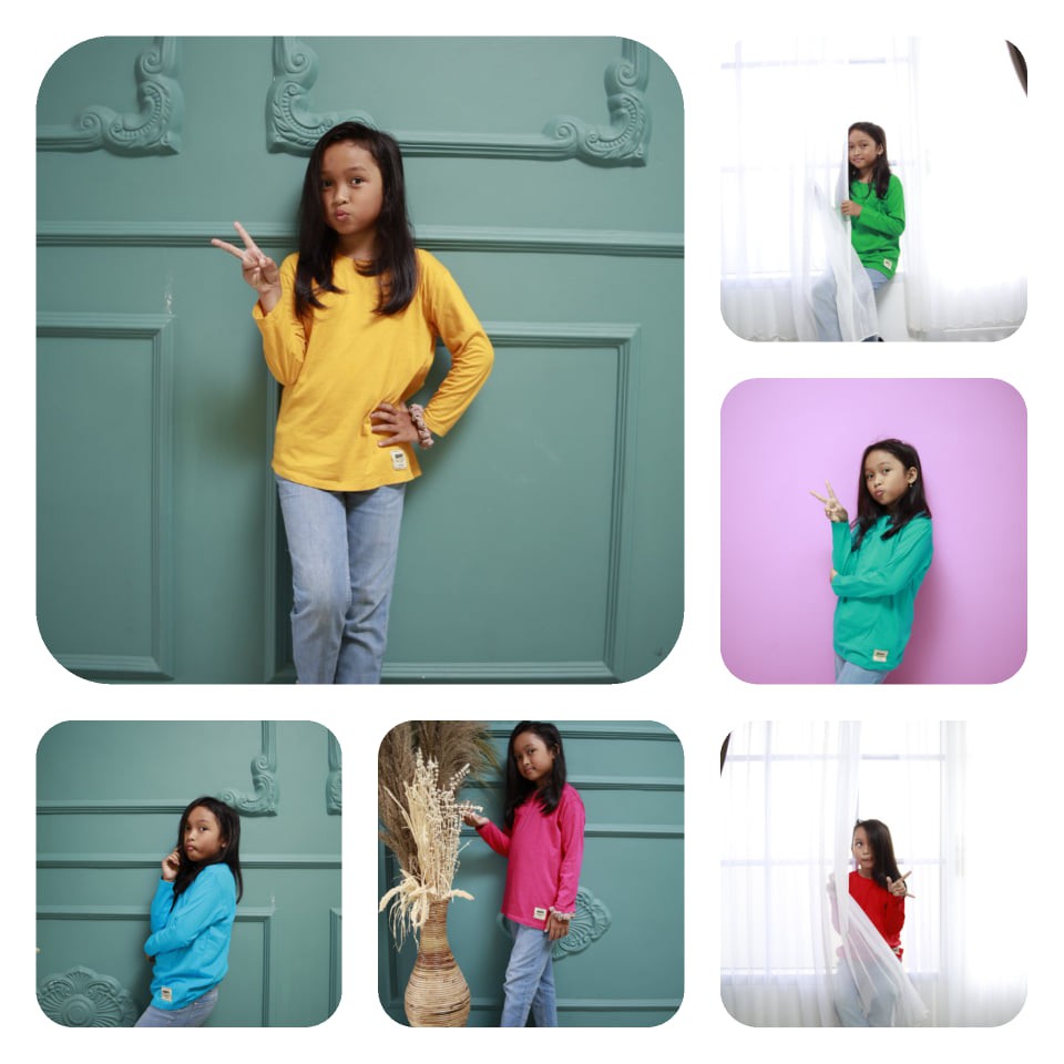 Kaos Polos Anak Panjang Kuning Kunyit