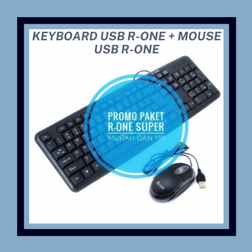 PAKET COMBO MURAH KEYBOARD USB R-ONE + MOUSE USB R-ONE - ACC KOMPUTER LAPTOP MURAH