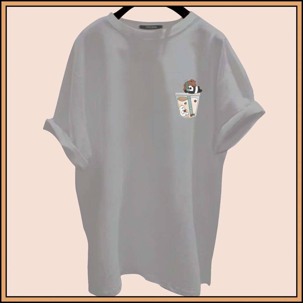 CALVIERO SHOP - BAJU KAOS ATASAN WANITA PRINT WE BEAR CUP GALAXY PRINT