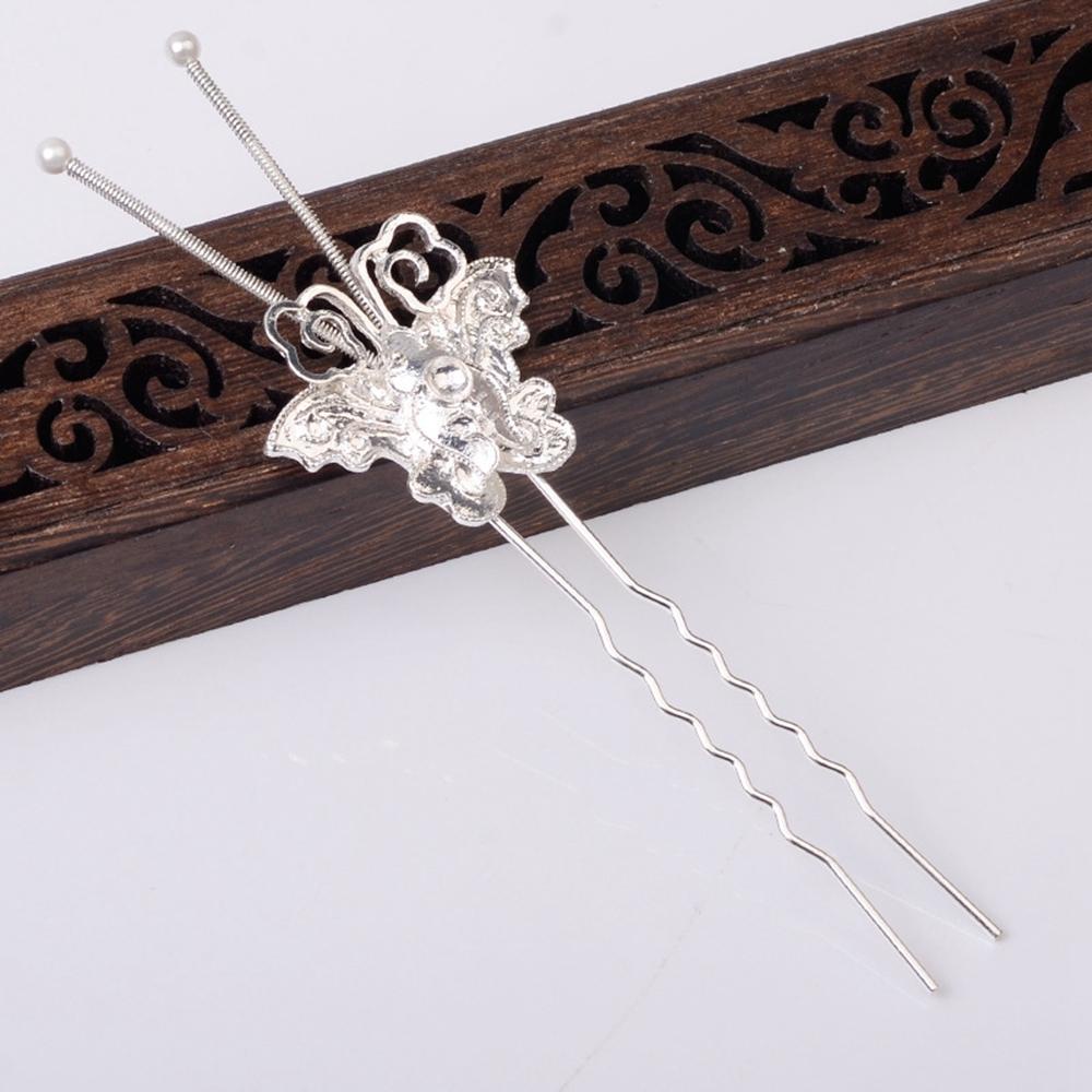 Needway Butterfly Hair Stick DIY Vintage Cloisonne Cina Untuk Wanita Cosplay Pin Rambut Tetes Minyak