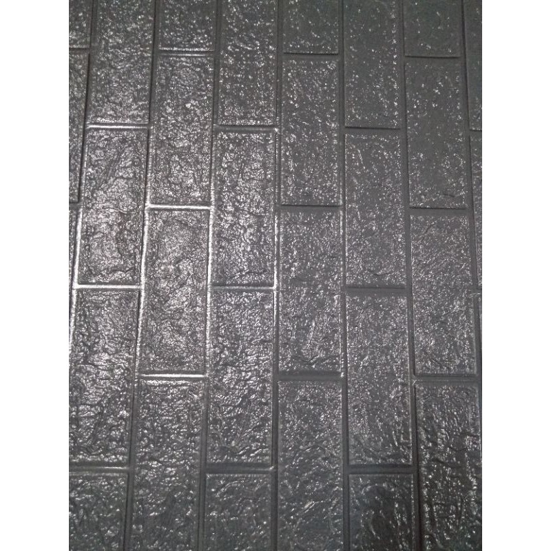 Wallpaper Dinding 3D Foam Motif Batu Bata Ukuran 77 x 70 CM Dekorasi Dinding Kamar Rumah Murah//List Wallpaper uk.11x70cm-HITAM BATA (4,5mm)