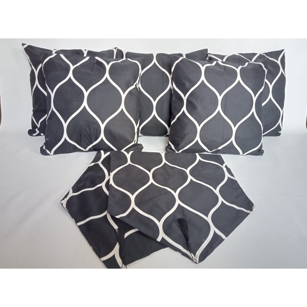 Paket Sarung Bantal Sofa dan Taplak Meja Tamu - Motif Lengkap