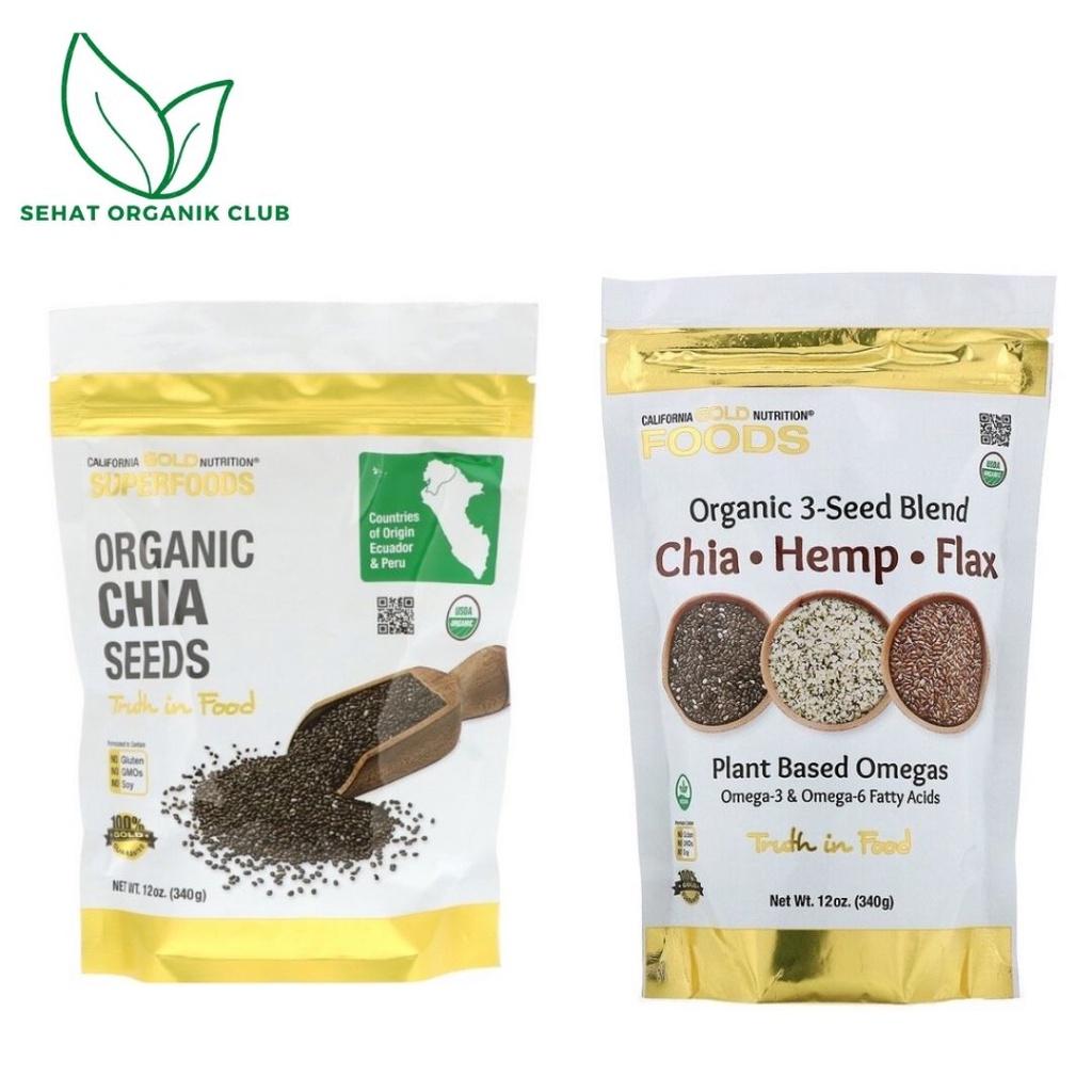 California Gold Nutrition Superfoods Organic Chia Seeds Chiaseed 340 g ;  Organic 3 Seed Blend chia 