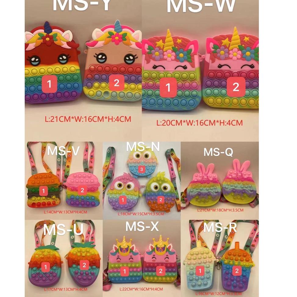 G4G2  JUMBO BESAR  TAS ANAK POPIT JELLY / TAS POP IT ANAK SELEMPANG UNICORN / TAS POP IT ANAK JUMBO 