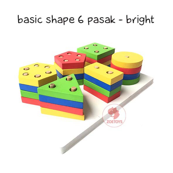 Zoetoys Basic Shape Pasak Bright Pastel | Geometric Square Puzzle Bentuk Geometri Board Puzzle Shape