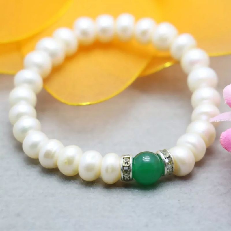 Gelang Mutiara Batu Giok Jade White