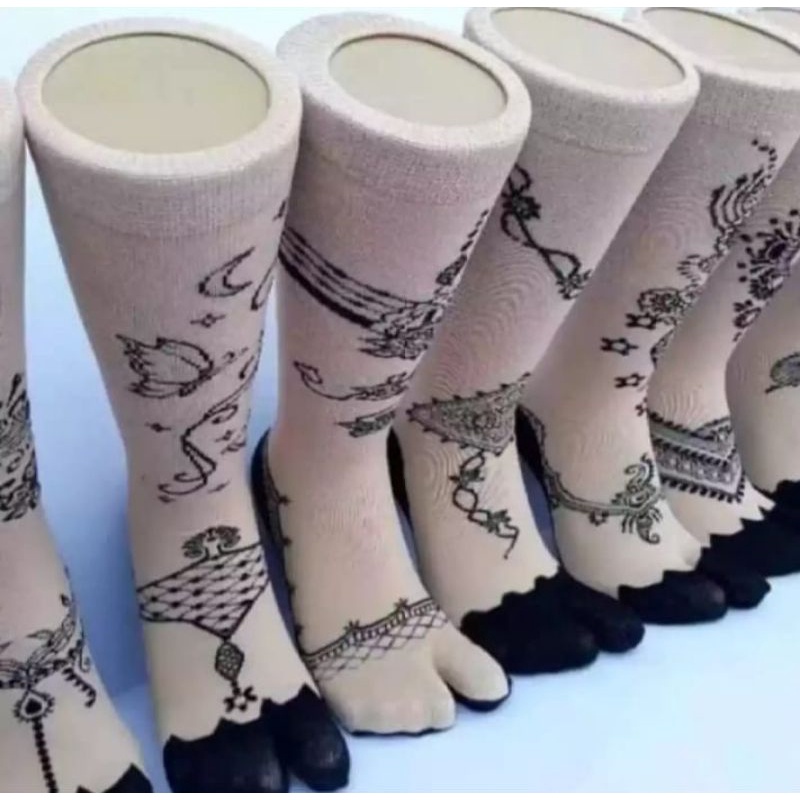 KAUS KAKI JEMPOL COKLAT MOTIF HENA KAUS KAKI WANITA KAUS KAKI JEMPOL MUSLIMAH
