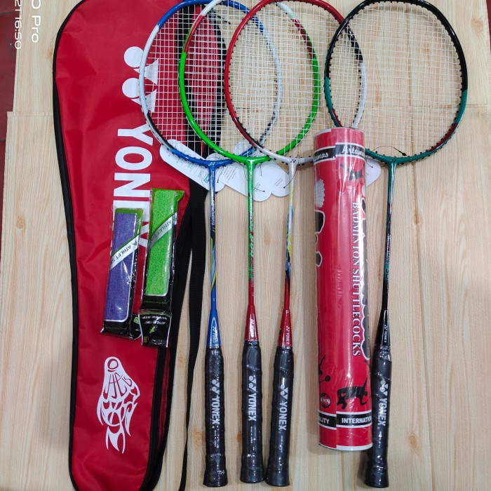 Raket Badminton Yonex Aluminium Sepasang +Tas+Grip+ Kok