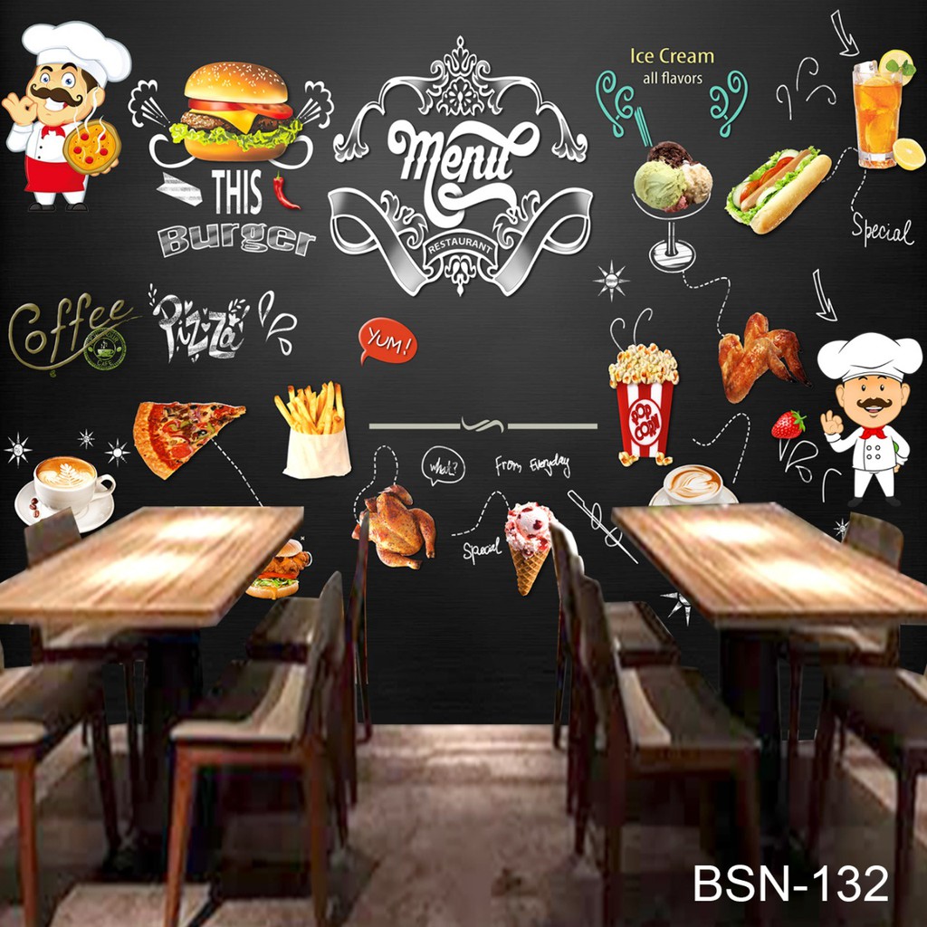 Wallpaper Custom 3D Cafe Walpaper Restaurant Sticker Resto Stiker Warteg Banner Kafe