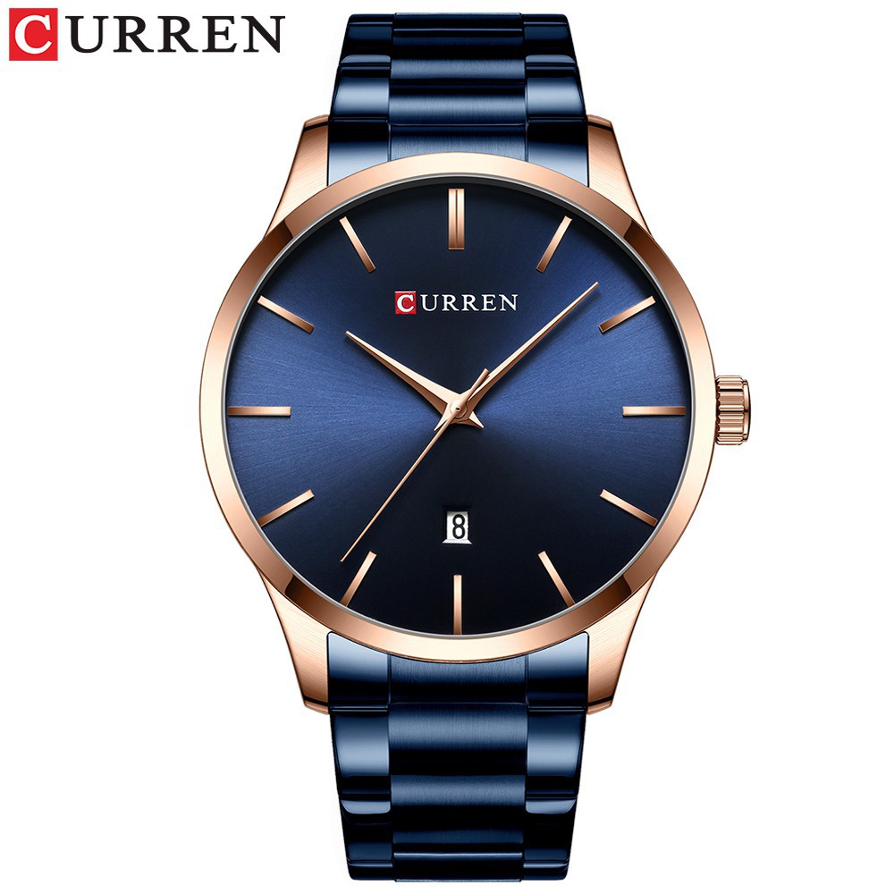 CURREN 8357 Jam Tangan Casual Quartz Analog Anti Air + Tanggal + Strap Stainless Steel