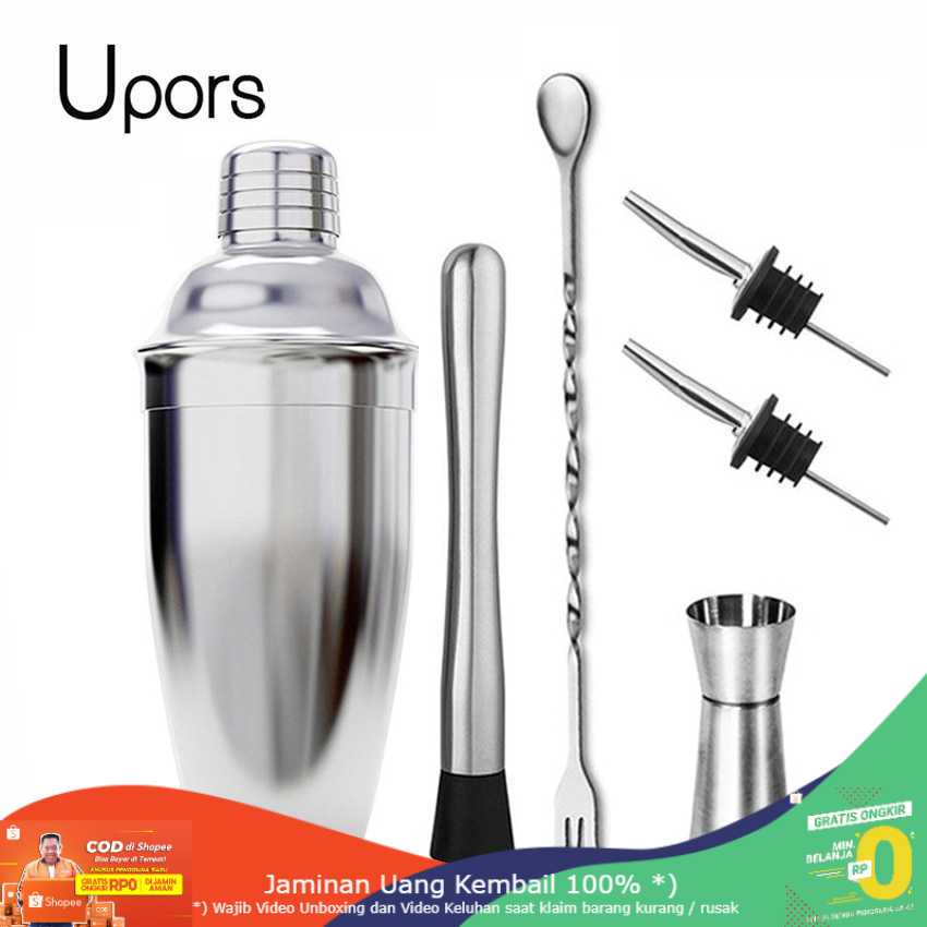 (BISA COD) RVOSTR  6in1 Bartender Bar Cocktail Stainless Steel 550ml - BA016