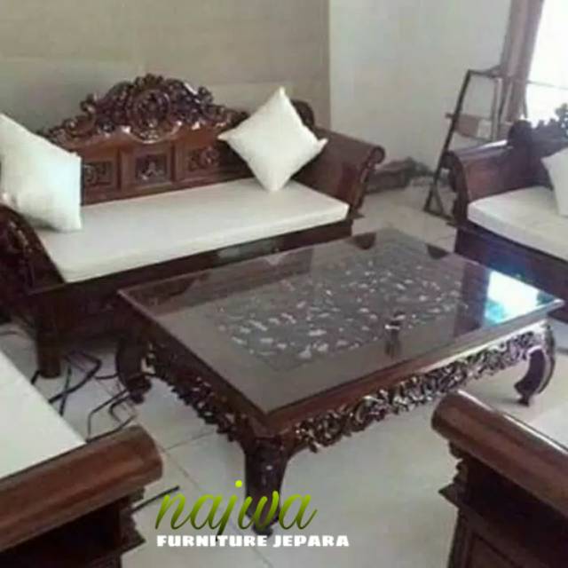 kursi madura+meja kaca dudukan 3111 jati produksi langsung dari jepara