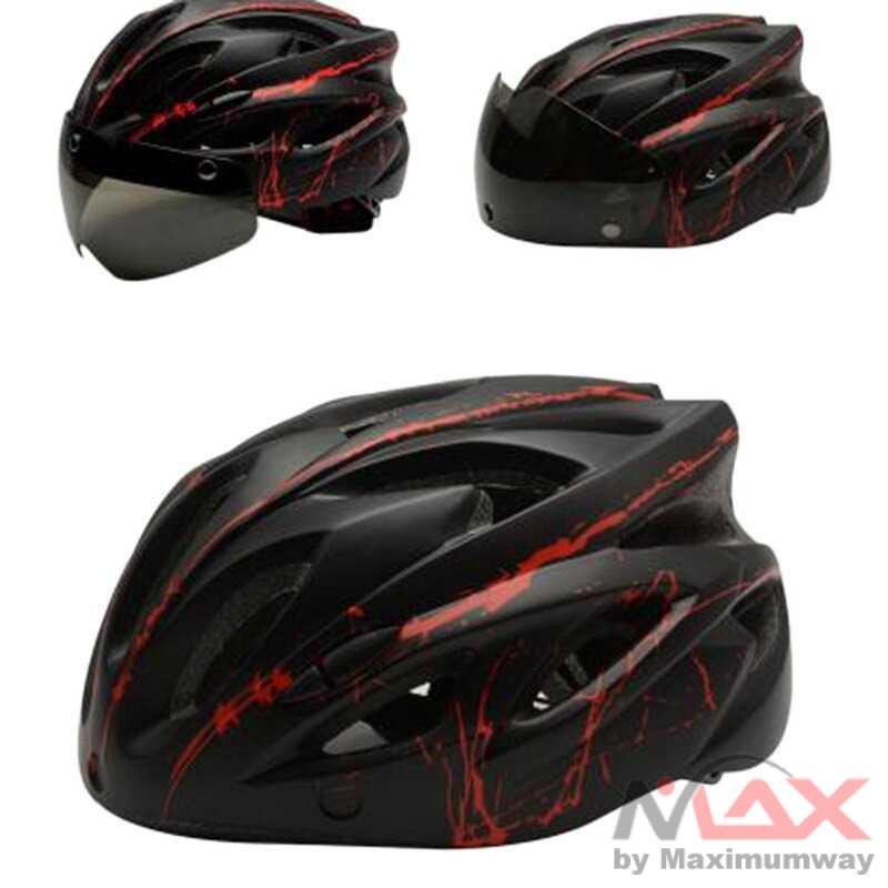 Helm Sepeda dengan kacamata removable ultra ringan buildin Visor Removable Lens Cycling Bike Helmet